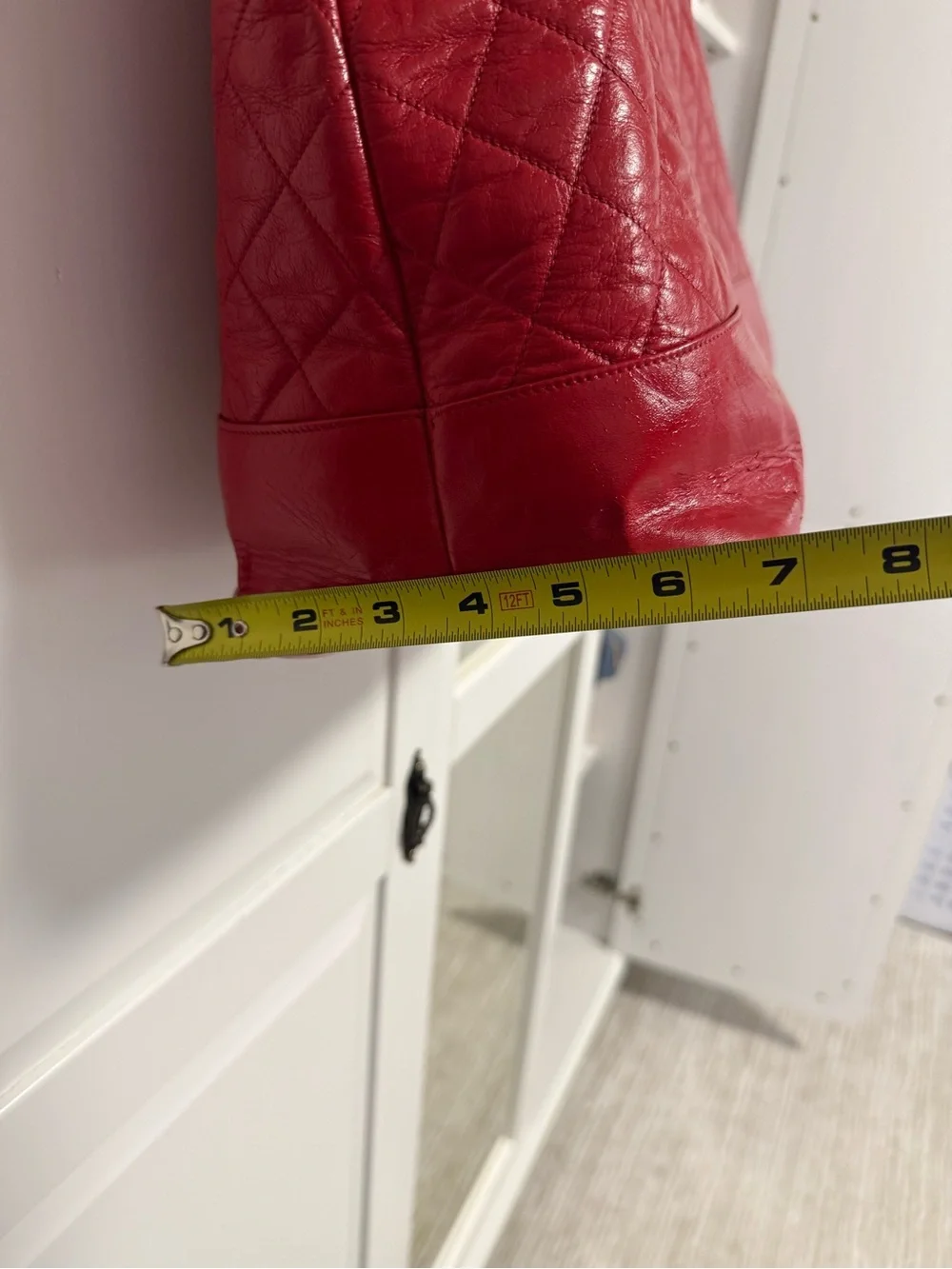 CHANEL Red Quilted Leather Chain-Handle Tote